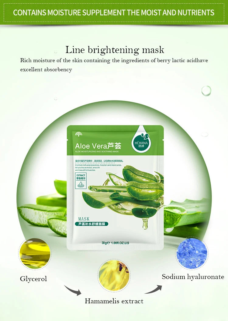 30pcs Natural Plant Facial Mask Moisturizing Oil Control Anti-Aging Fruit