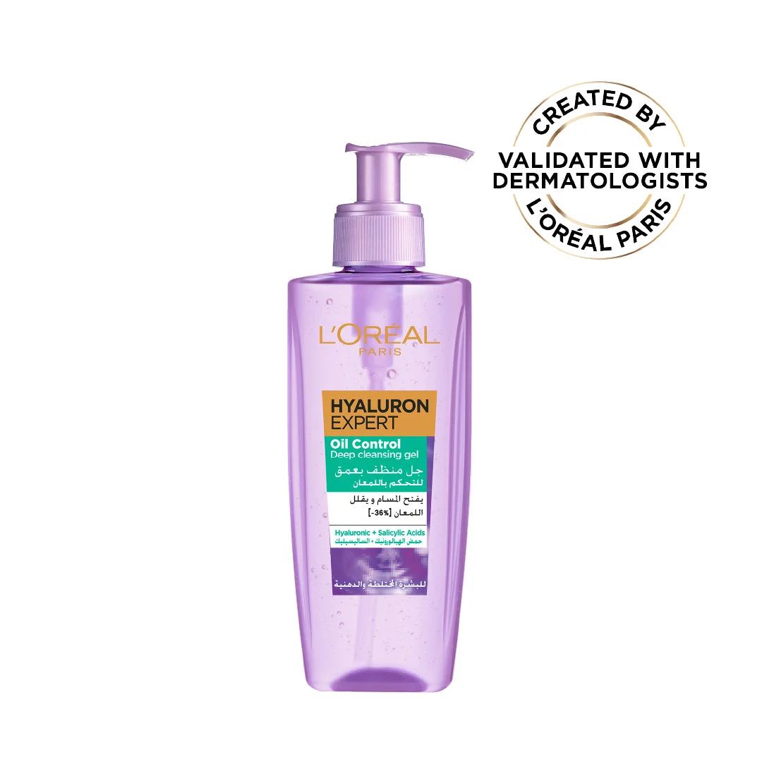 Hyaluron Expert Oil Control Deep Cleansing and Hydrating Gel, With Hyaluronic Acid and Salicylic Acid, for Combination to Oily Skin