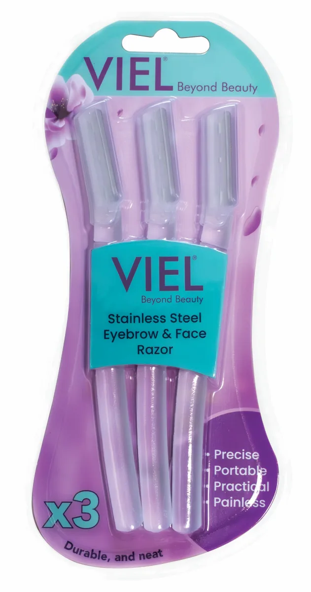 VIEL SINGLE BLADE EYEBROW RAZOR 3 PCS V-372