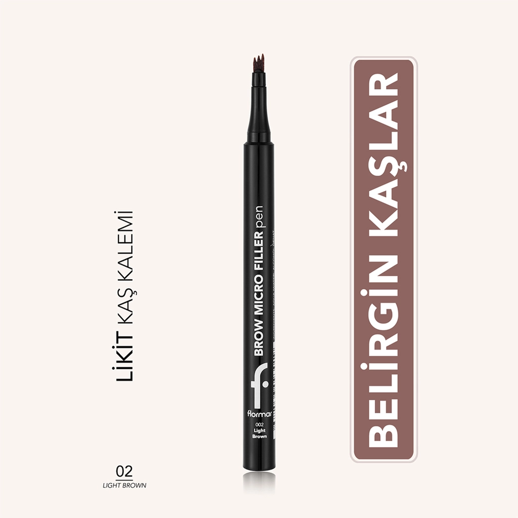Flormar Brow Micro Filler Tarak Uçlu Doğal Bitişli Kaş Kalemi 02 Light Brown