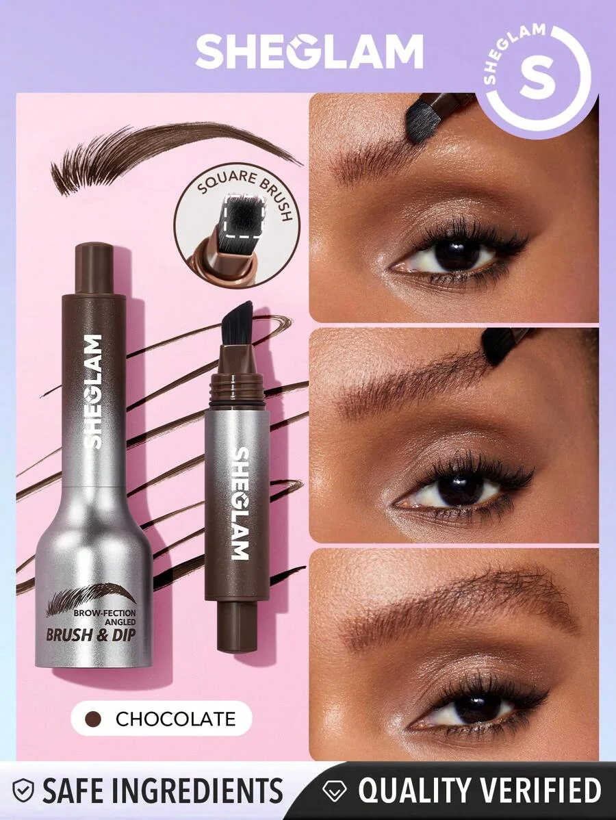 SHEGLAM Brow-Fection Angled Brush & Dip - chocolate