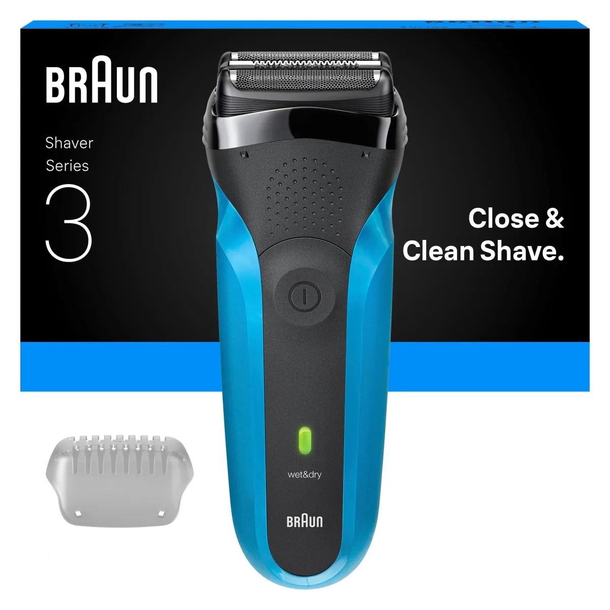 Braun Shaver 310 Blk/Blu Box Euro
